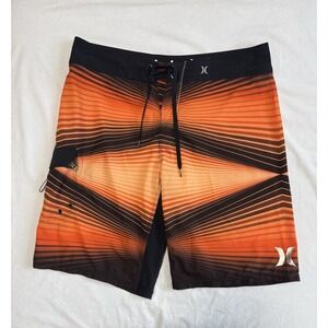 Hurley Size 38 Phantom Beach Board Shorts Orange And Black Beach Surf